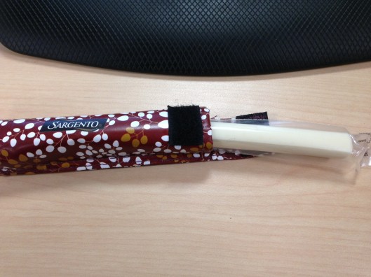 Sorry, I ran out of Sargento cheese, this is now generic string cheese but it fits so perfectly!