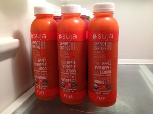 Fuel is the perfect mid-morning pick up. This fruity blend is a nice balance to the saltier morning veggies. Ingredients: 9 carrots, 1 orange, 1 apple, slice of pineapple, ½ a lemon and an inch of turmeric